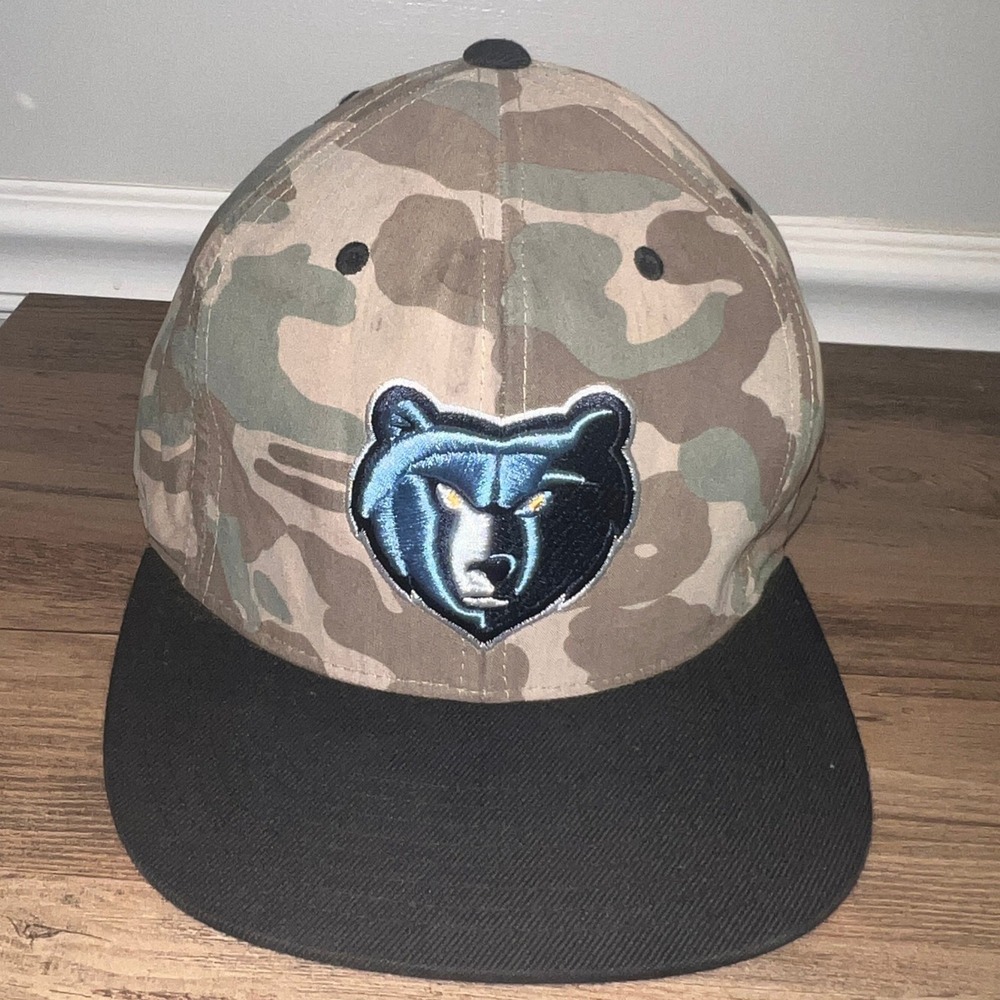 Mitchell & Ness Memphis Grizzlies Camo Fitted Hat Size 7 5/8 NBA Black Flat Bill